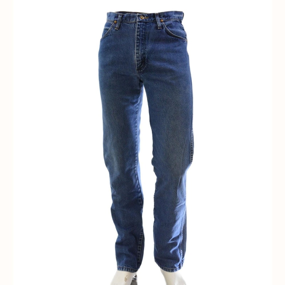 90s Vintage Wrangler Dark Wash Tapered Jeans Mens 30 x 36 Western Cowboy Hipster